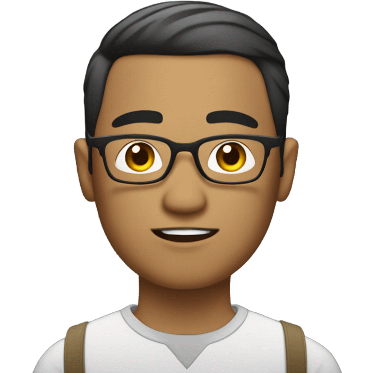 create a filipino man with a burst fade hair cut wearing glasses writing a note emoji