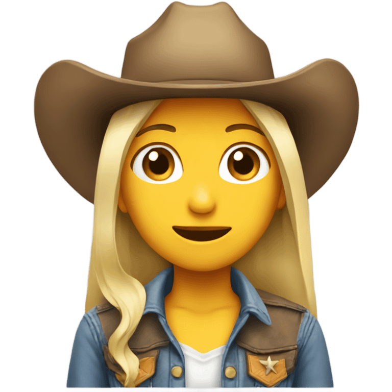 Girl with cowboy hat spitting emoji