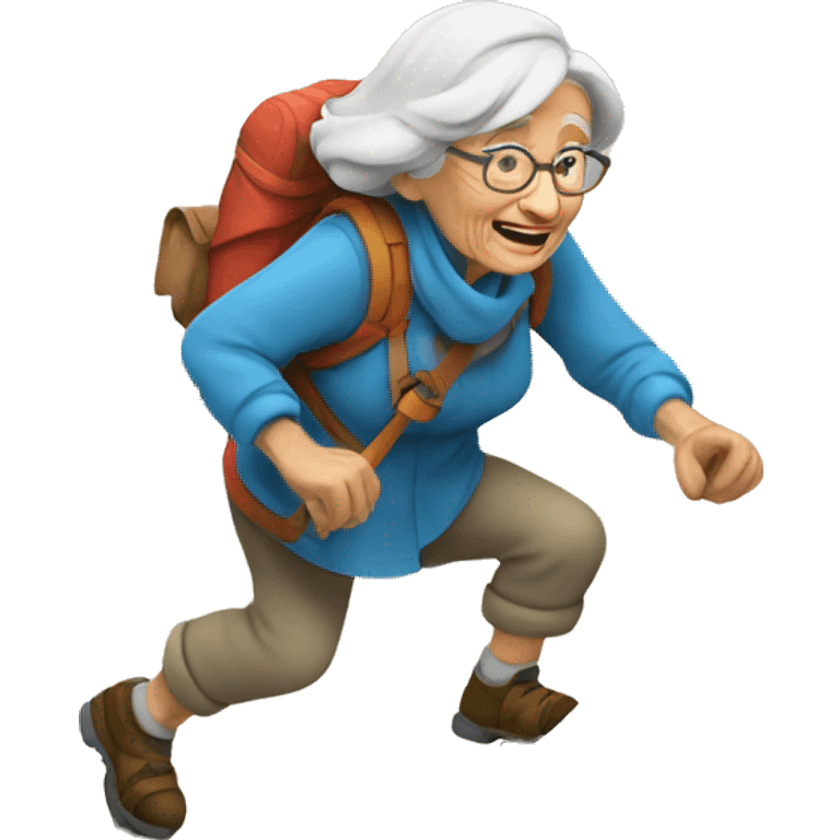 old woman climbing a mountain emoji