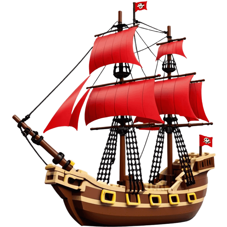 Pirate Ship (Toy) - Lego Pirate Ship (Model Year: 2021) (Iconic colour: Brown with red sails) emoji