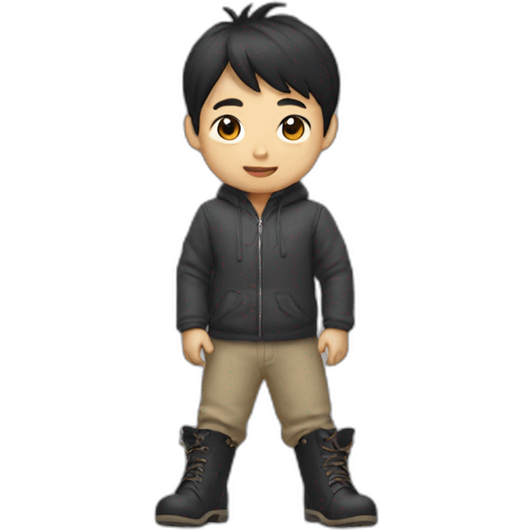 Asian boy wearing pointy boots emoji