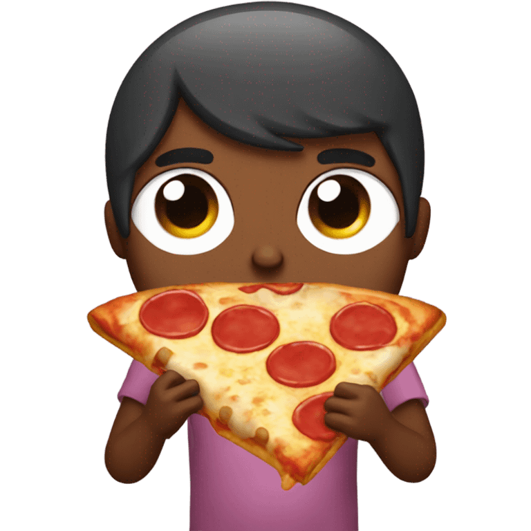 An among us character eating pizza emoji