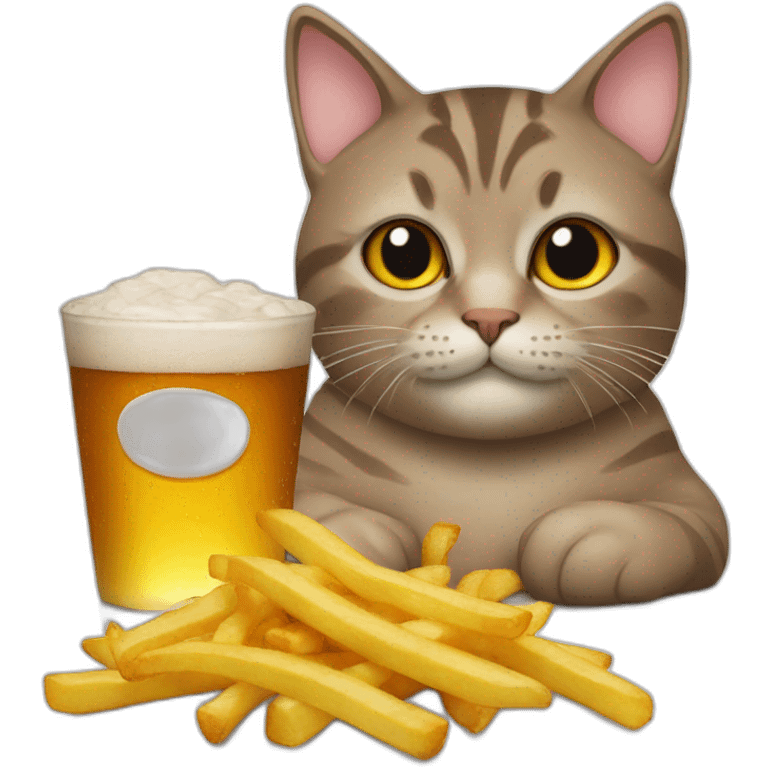 Cat with fries and beer emoji