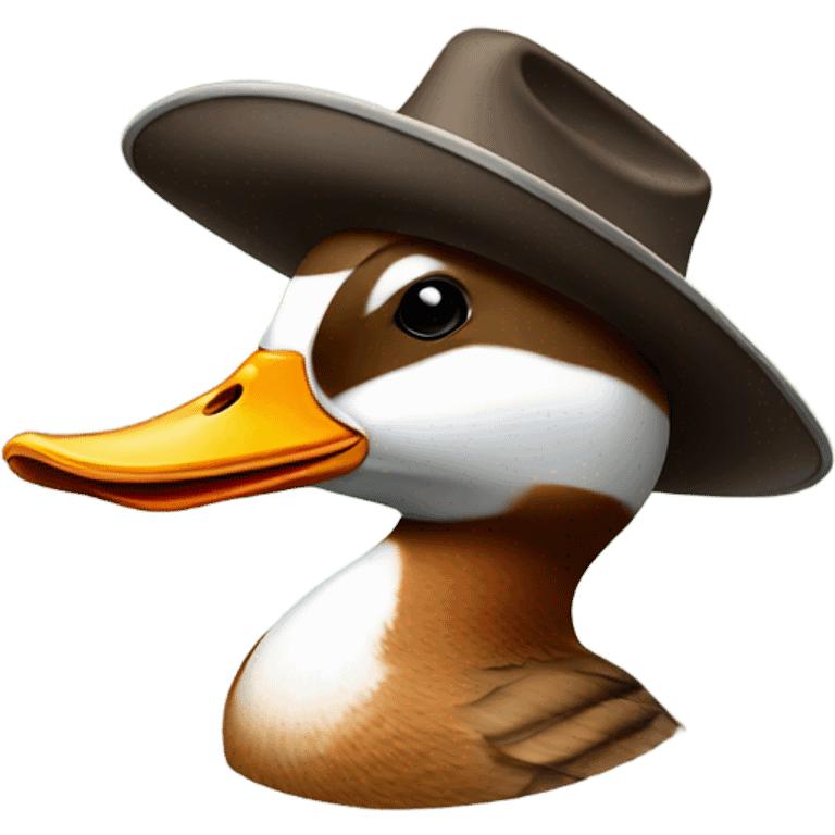 Banded Mallard wearing a cowboy hat smoking emoji