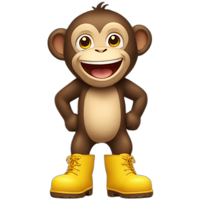 happy monkey with rubber boots emoji