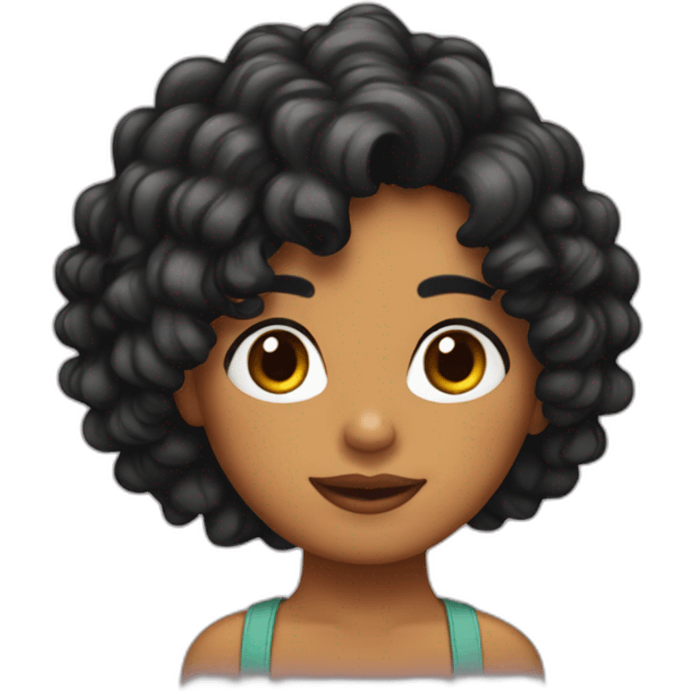 Chica negra pelo corto rizado emoji