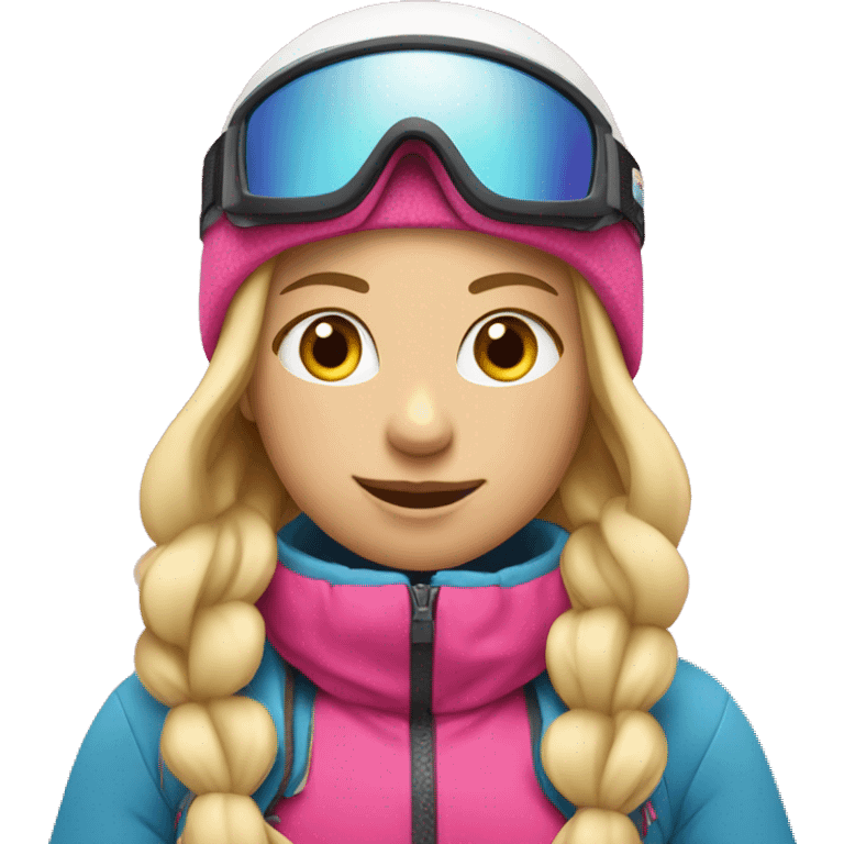 Skier girl with blonde hair and pink gear  emoji