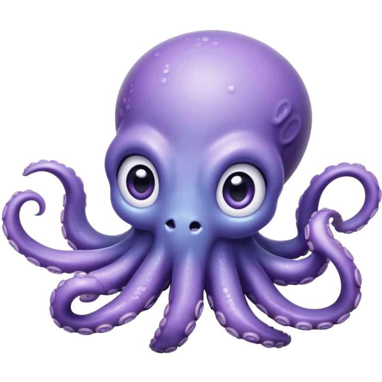 Cinematic Cute Baby Octopus Portrait Emoji, Head tilted slightly in a curious and endearing way, featuring a smooth, rounded light blue-purple body with enormous, sparkling eyes filled with warmth and innocence, delicate tentacles curling playfully, Simplified yet irresistibly adorable features, highly detailed, glowing with a soft, dreamy marine glow, high shine, affectionate and gentle, stylized with a touch of whimsical deep-sea charm, soft glowing outline, capturing the essence of a tiny, inquisitive octopus that looks ready to gently drift into your heart! emoji