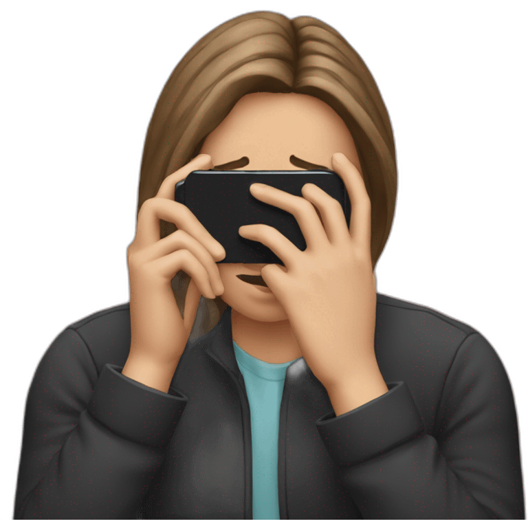 exasperated person holding a phone in front of their face emoji