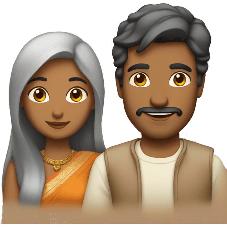 Indian woman and American man as a couple emoji