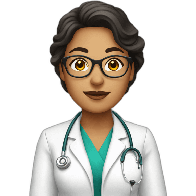 Latina doctor with white coat and glasses emoji