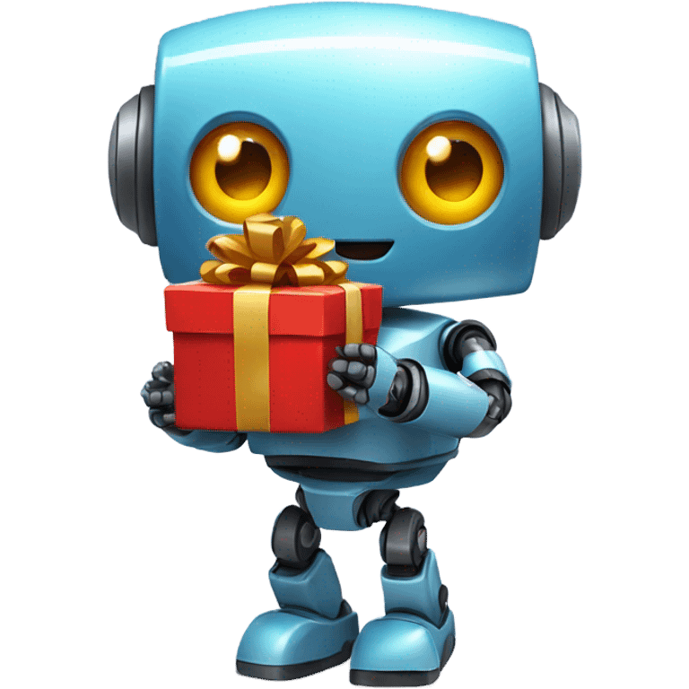 cute robot holds a gift emoji