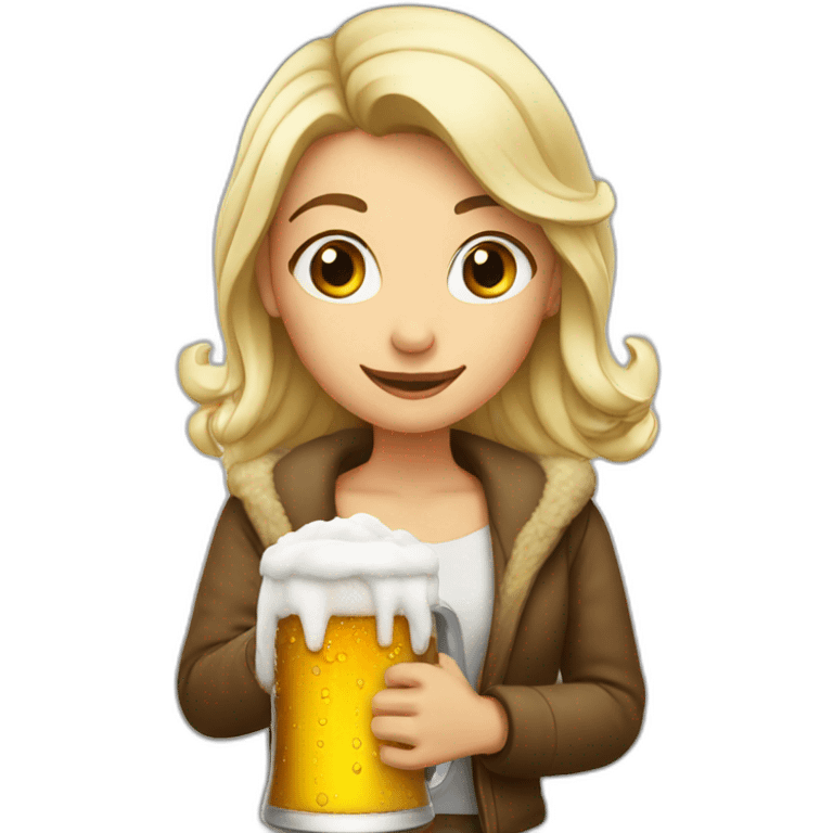 Snow girl with beer emoji