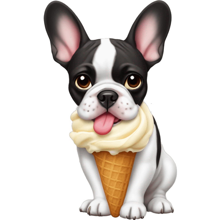 french bulldog with icream emoji