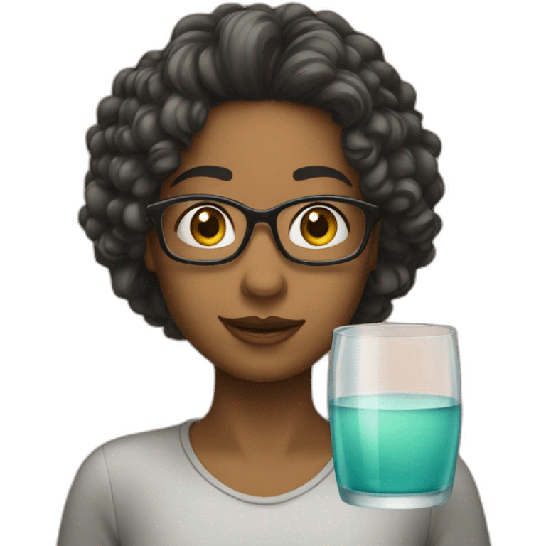 Sasha qui rougit avec un verre emoji