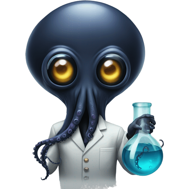 Black Alien Octopus with scientist  emoji