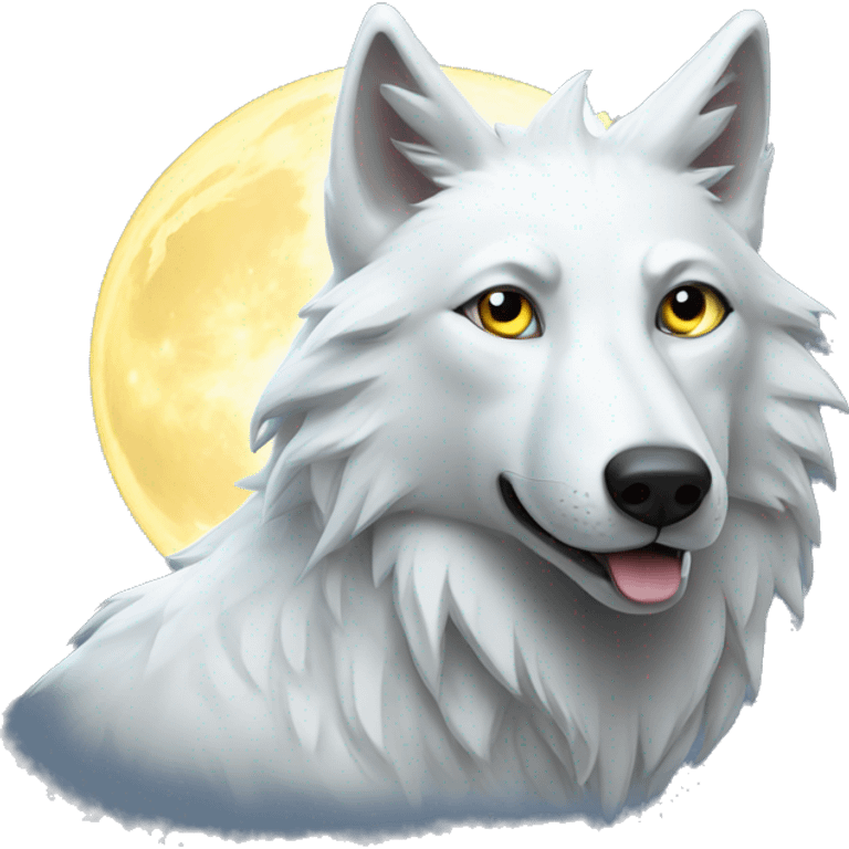 White wolf, bright moon  emoji