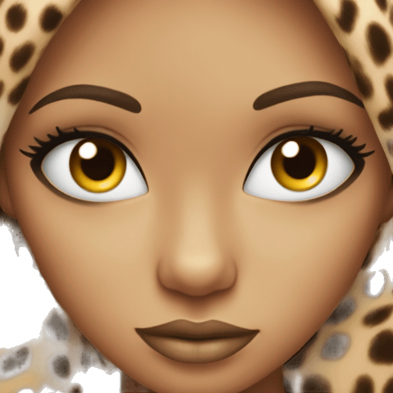 girl leopard with stunning lashes emoji