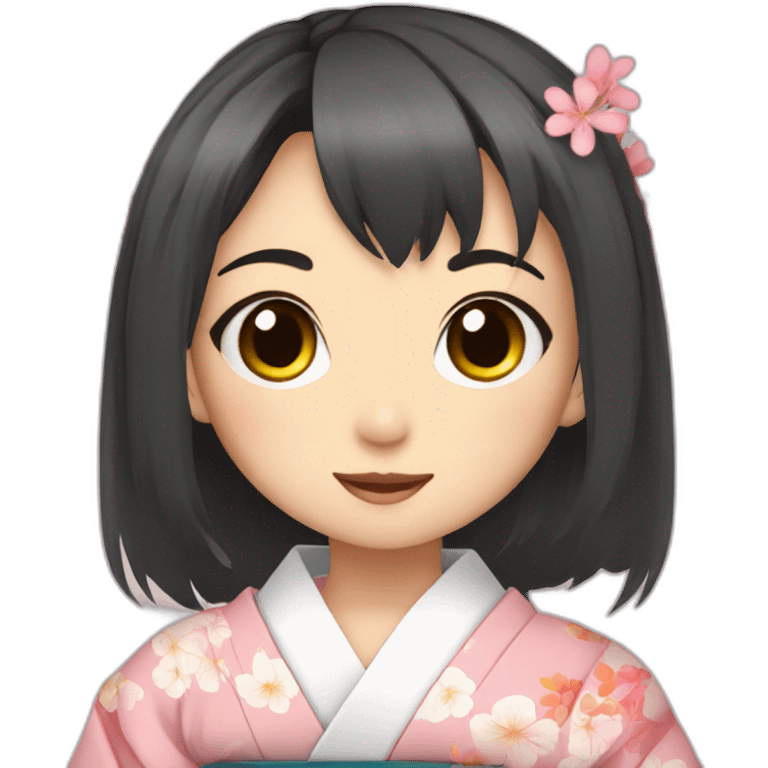 Cute anime girl in a kimono emoji