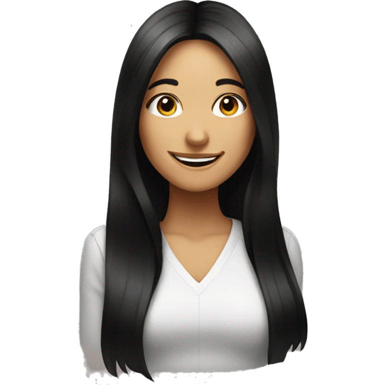 smiling woman portrait with long black hair emoji