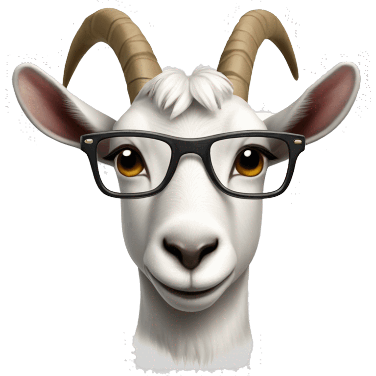 a goat wearing eyeglasses, the glasses have very thin frames. emoji