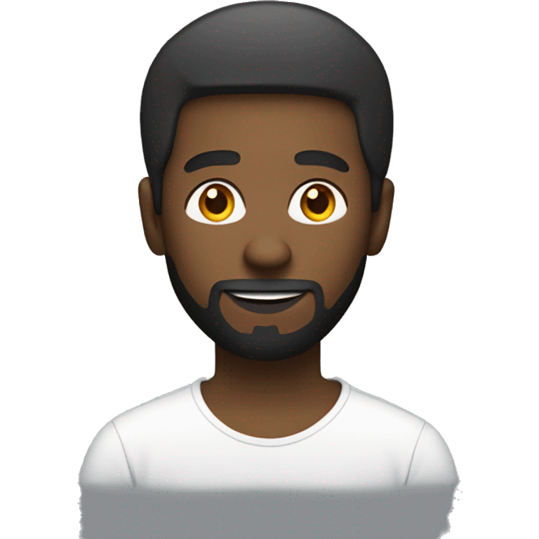 black man software developer with short hair and a little beard and a white tshirt with Javascript logo  profile image emoji