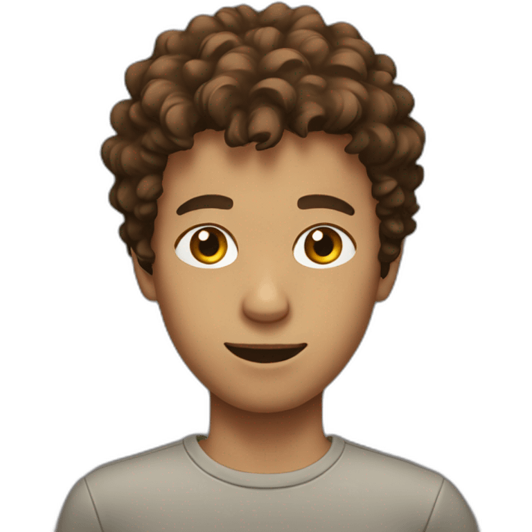 Young guy from New York with brown shaggy hair emoji