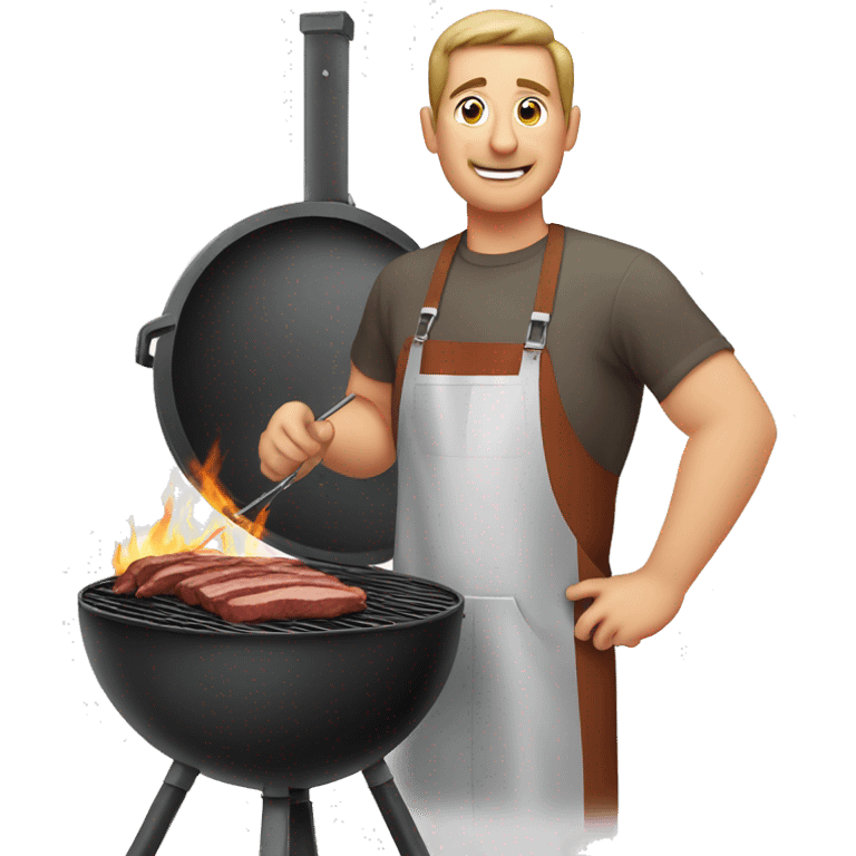 dad grilling meat on a smoker  emoji