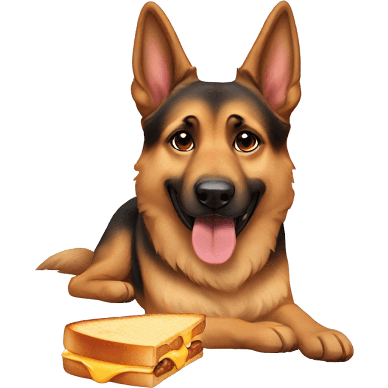 German Sheppard with a grilled cheese emoji