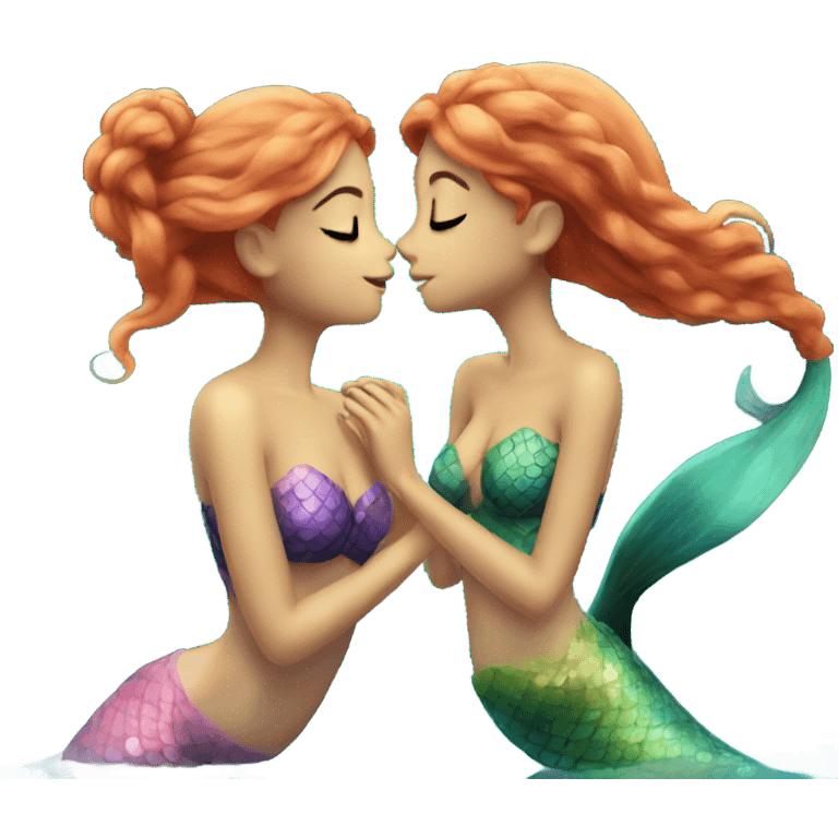 Two girl mermaids kissing  emoji