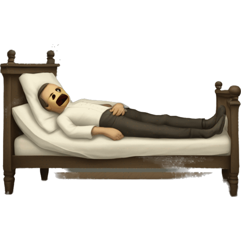 A sick man on a bed in 1870 emoji