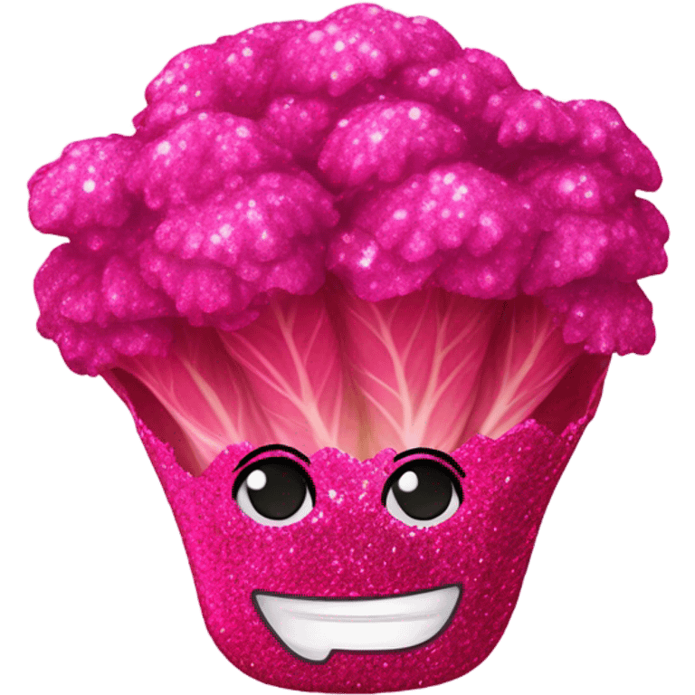 Hot pink lettuce with glitter  emoji