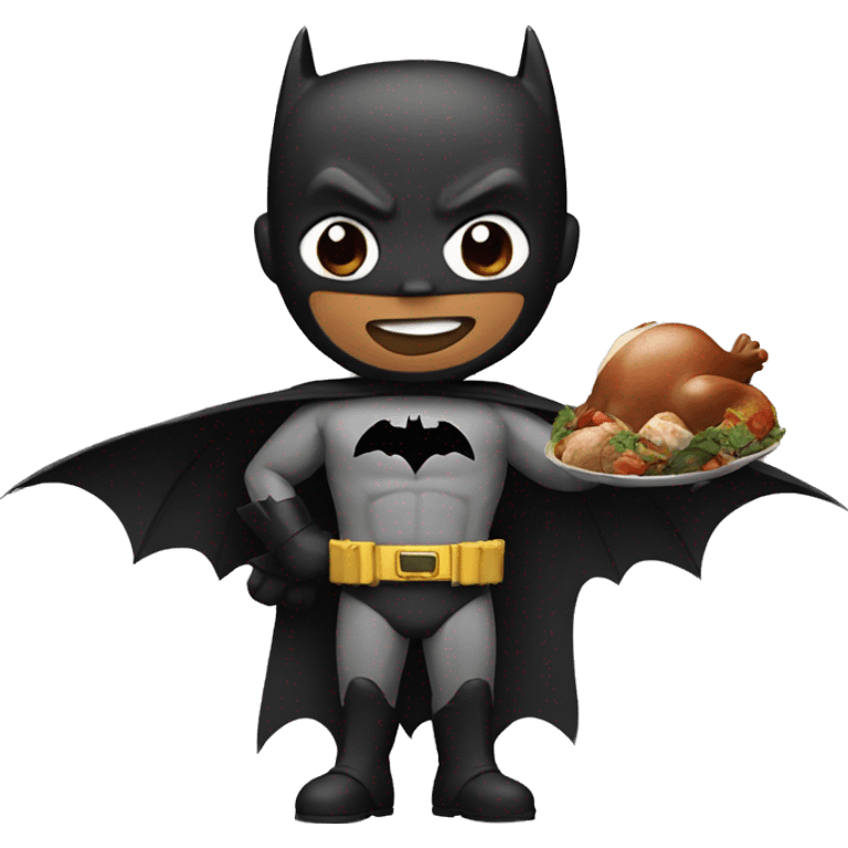 Batman holding a turkey emoji