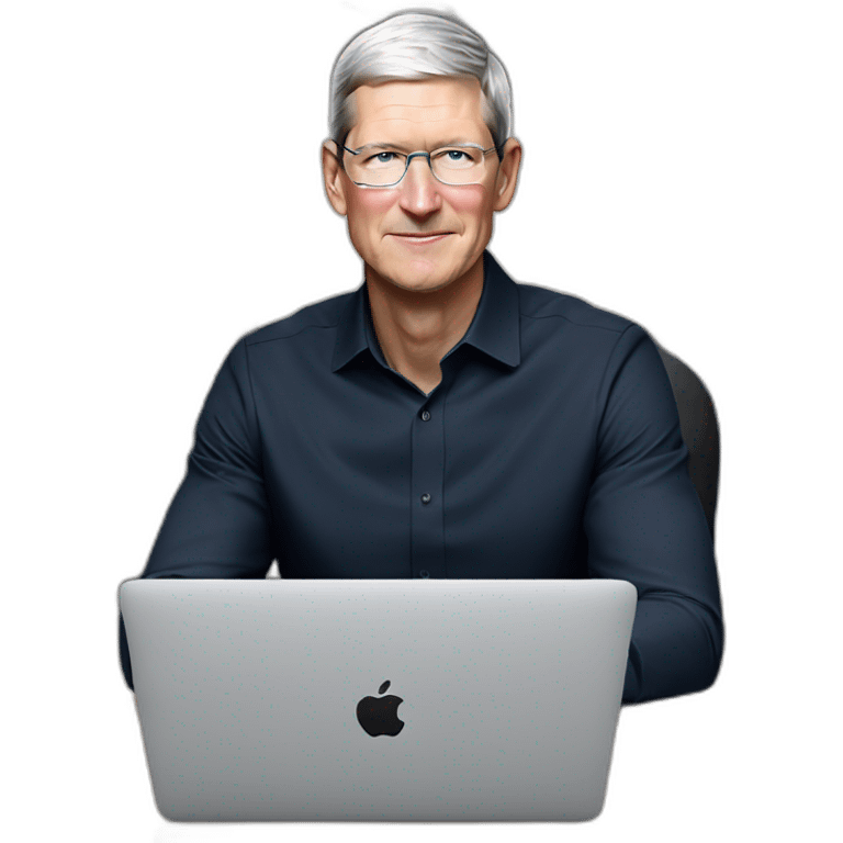 tim cook with macbook pro on desk emoji