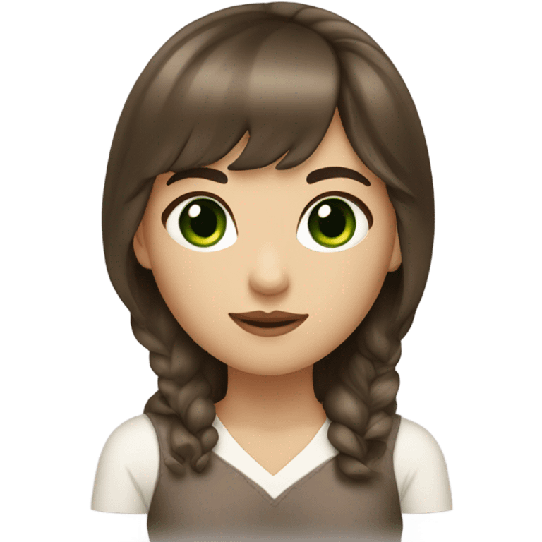 Woman Brown hair with bangs and green Eyes - in a cute pose emoji