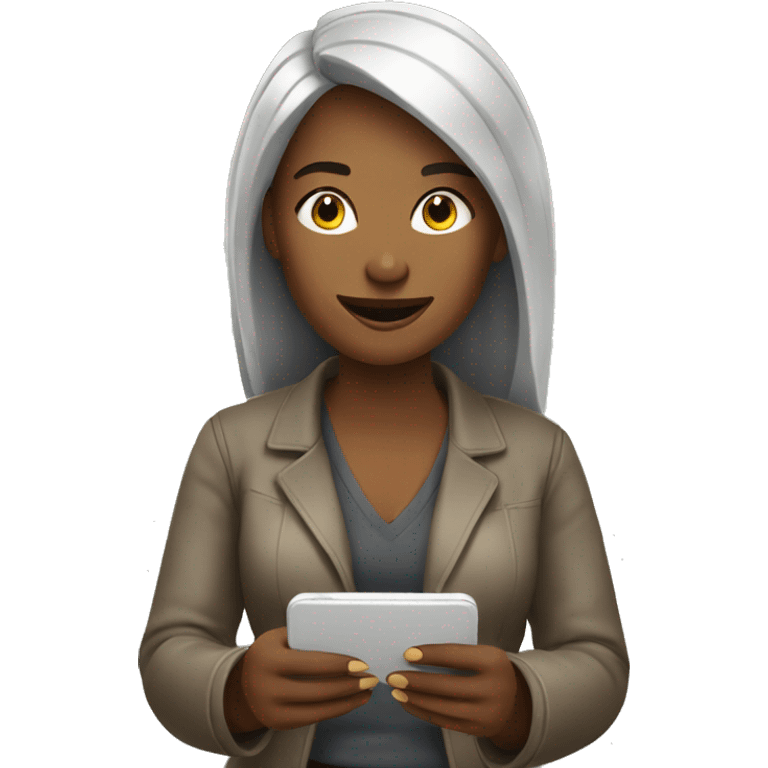 woman sending sms emoji