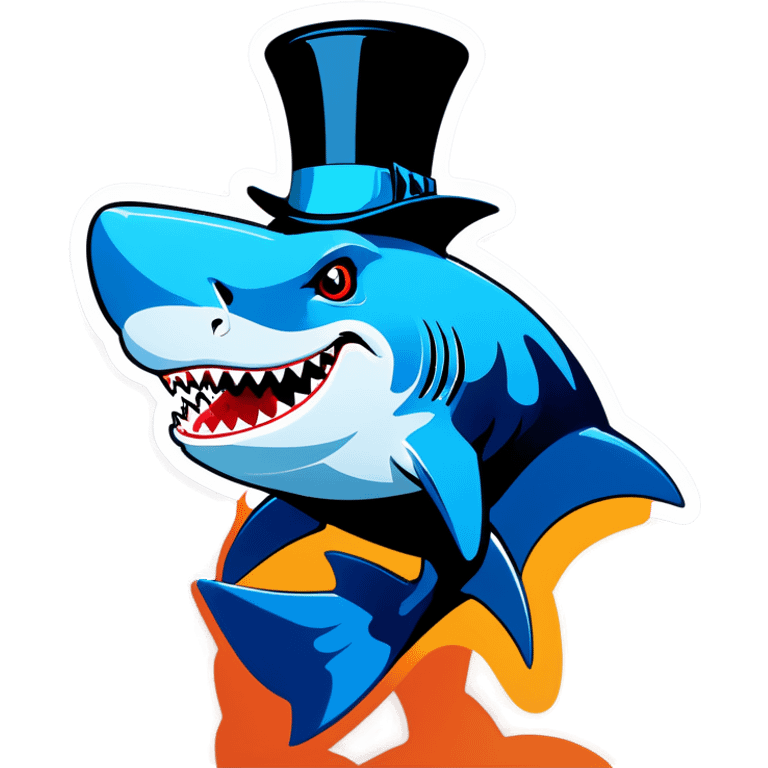 Shark with a top hat emoji