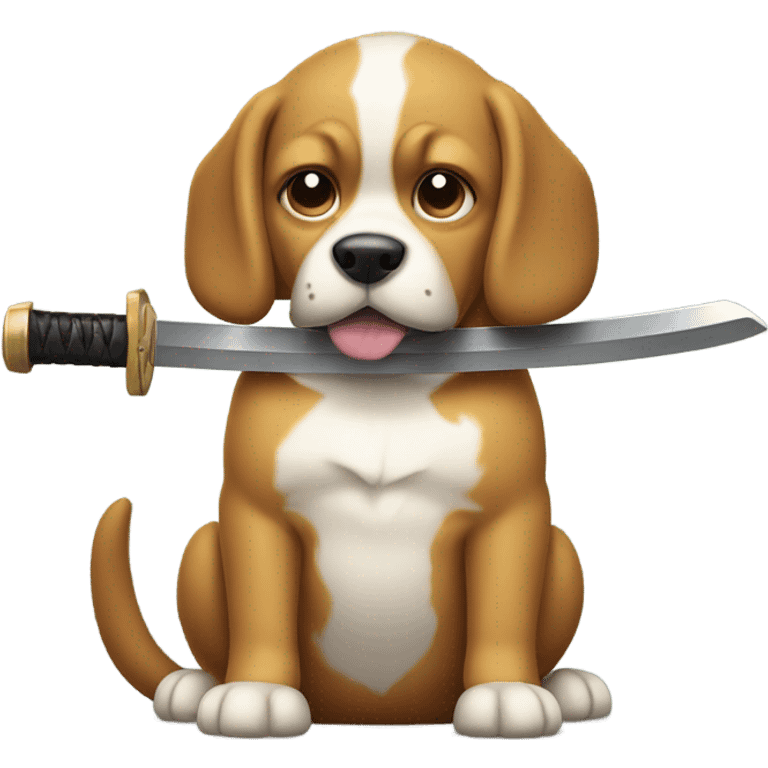 Dog with a katana and radio emoji