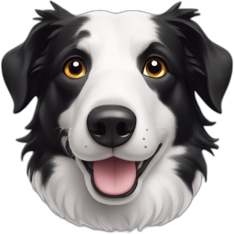 a border collie with asymetric white spot on head emoji