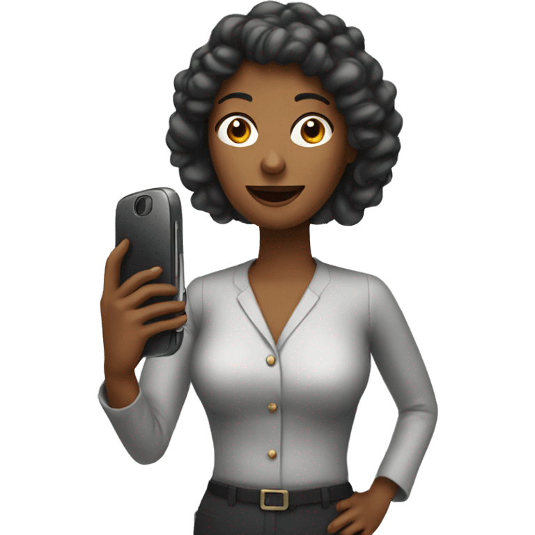 woman showing big phone emoji