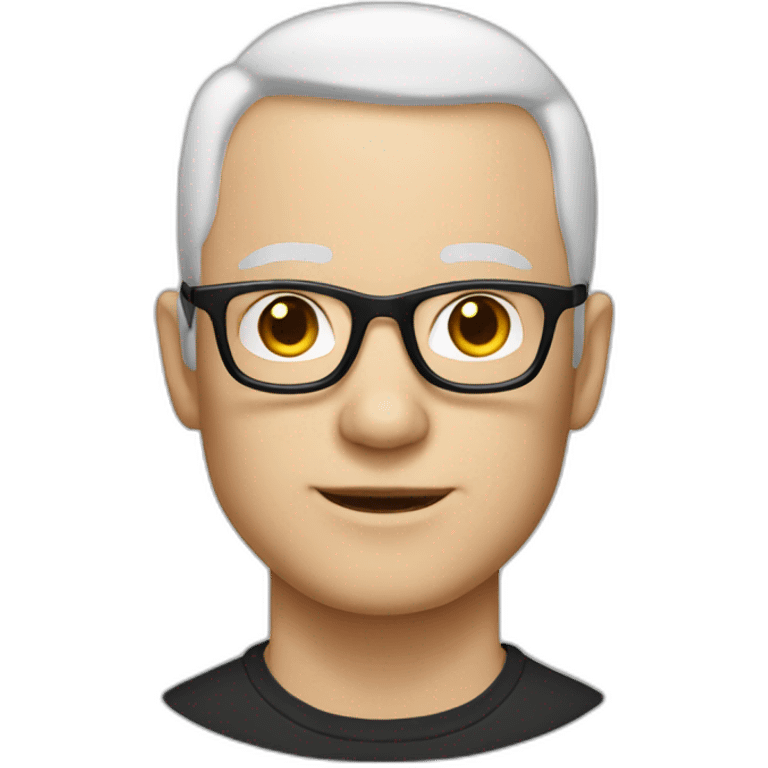 Man with glasses, very white skin, hairless and black hair emoji