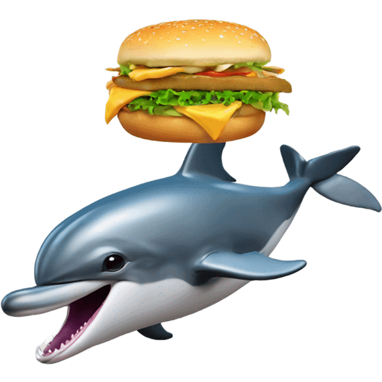 dolphin eating a cheeseburger emoji