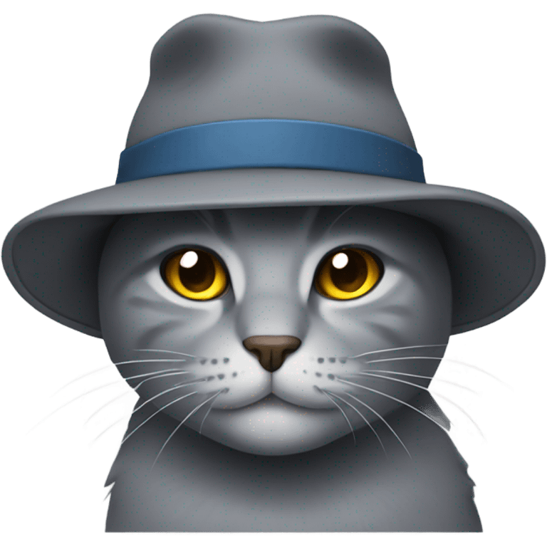 Grey cat wearing a hat emoji