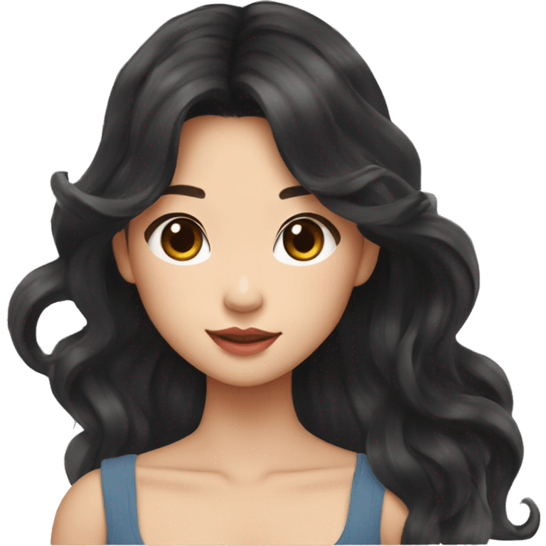 taiwanese girl with long black wavy hair in a crop top emoji