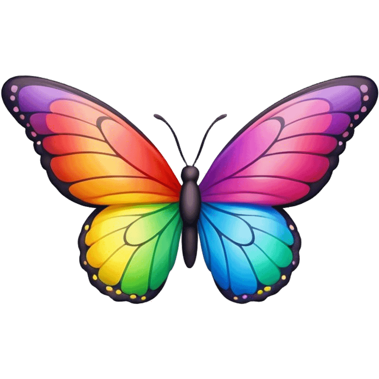 cute butterfly wing emoji in different colors, another one in rainbow color” emoji