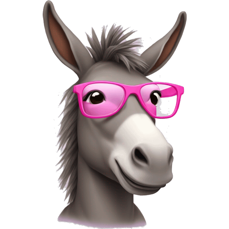 Donkey wearing a  pink tutu with long hair on its head and it's wearing pink glasses emoji