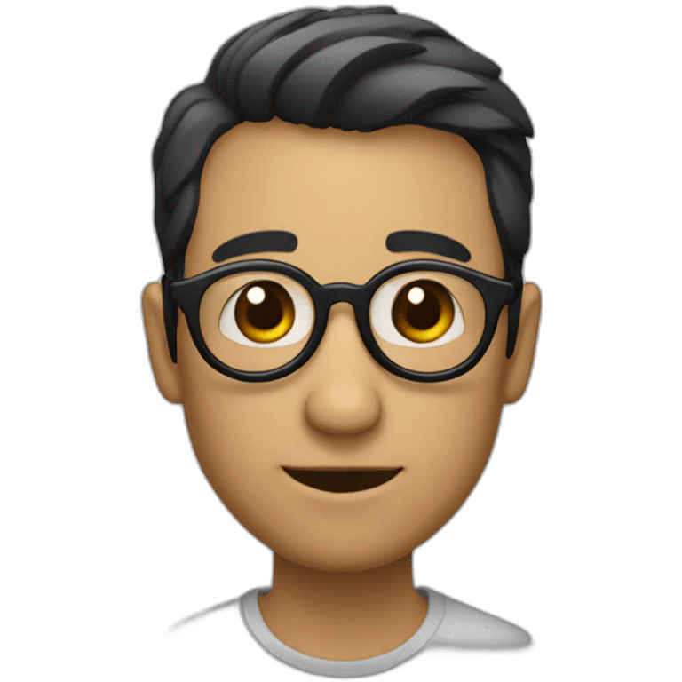 un homme chauve avec des lunettes rondes noires emoji