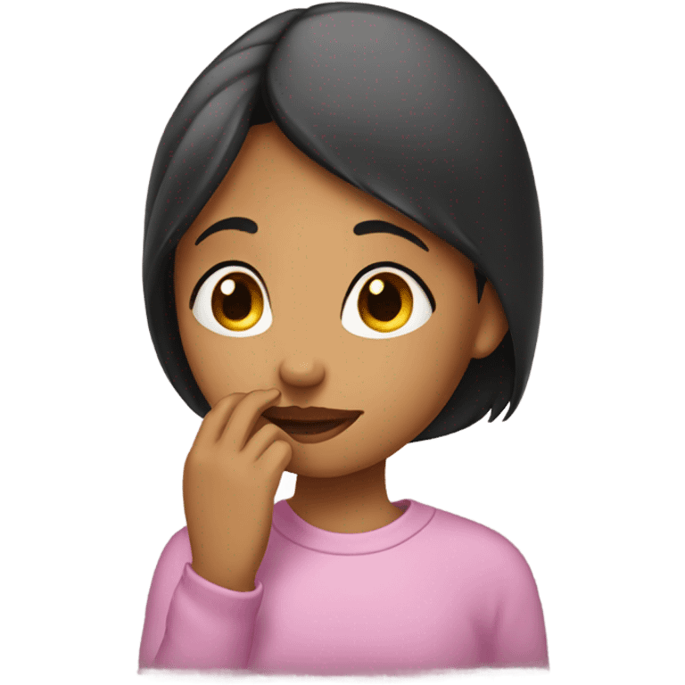 Girl touching nose emoji