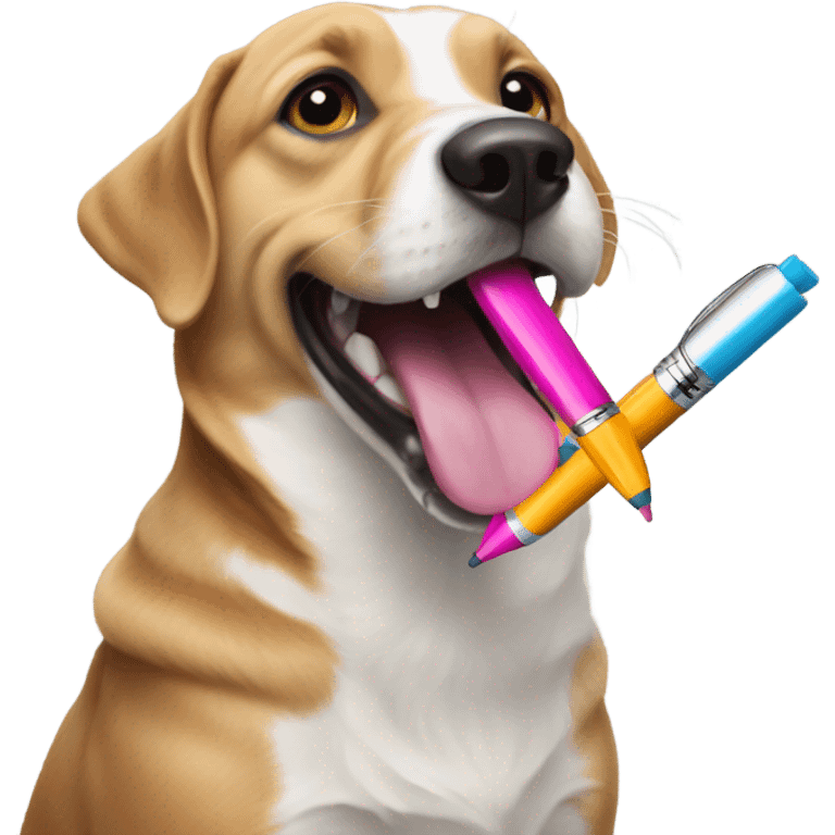 Dog eating a marker emoji