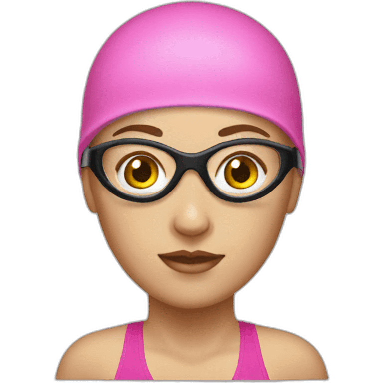 white woman pink swim cap goggles emoji